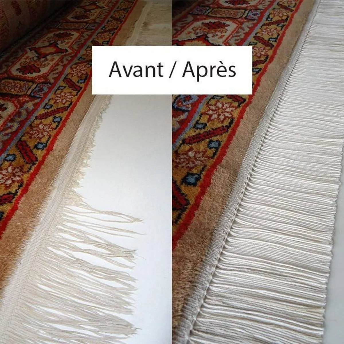 Avant / après — réparation de franges